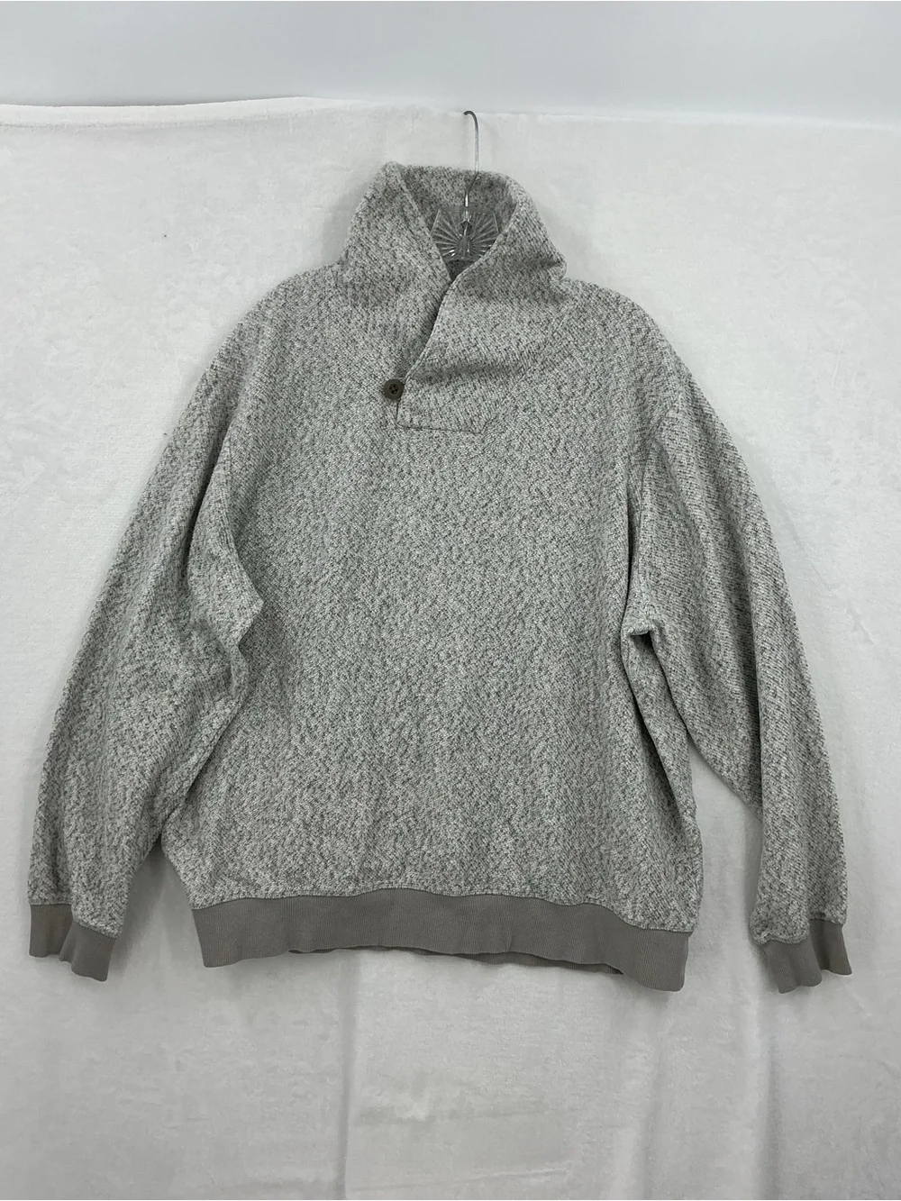 L.L. Bean Men's Light Gray Turtleneck Shawl Sweater 898